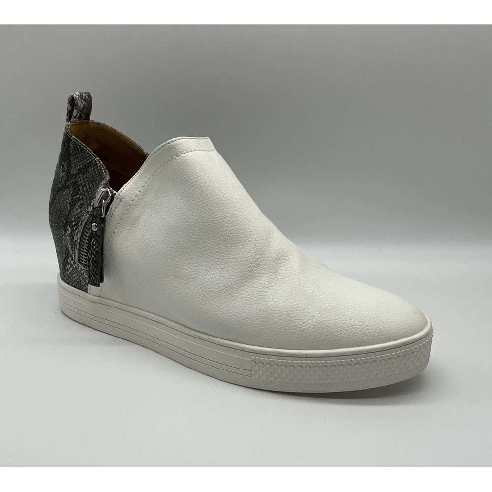 Boho Snakeskin Wedge Sneaker 9.5 Modern Edgy Hidden Heel Office Casual Shoe